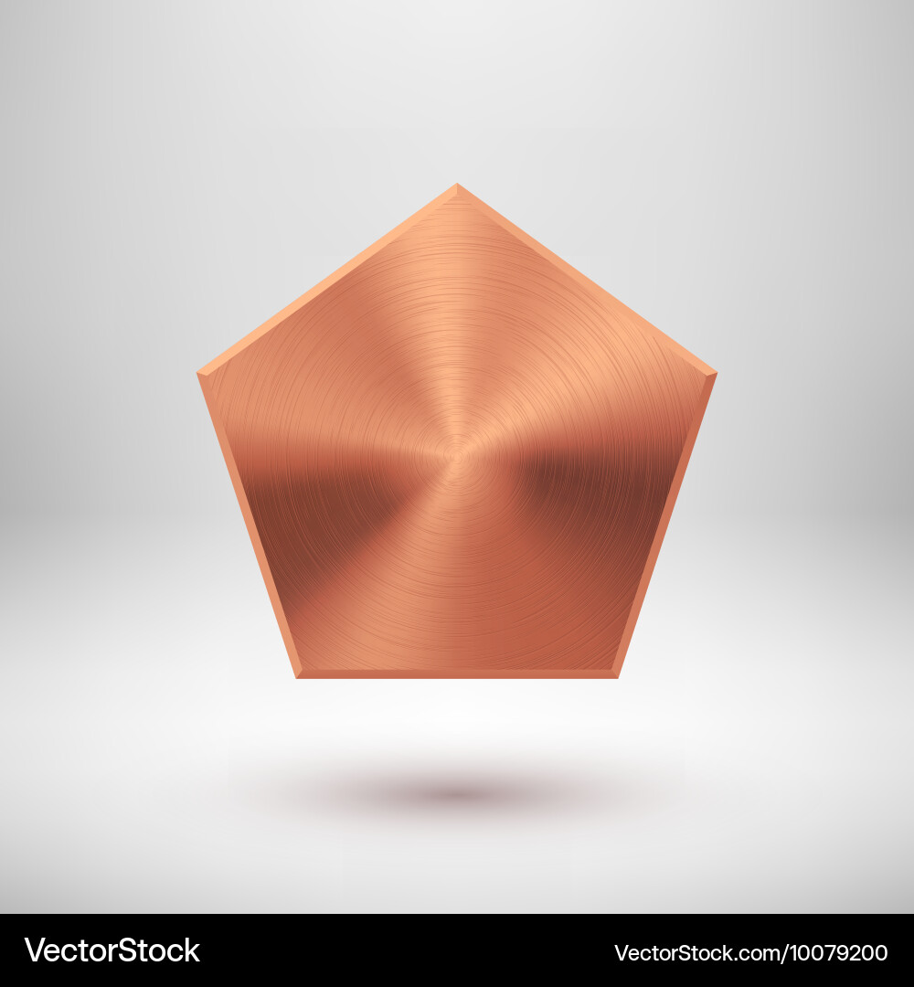 Bronze abstract polygon button template Vector Image