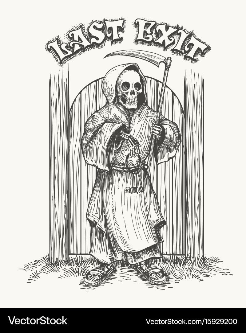 Death with Scythe and Keys - Last Exit vector image