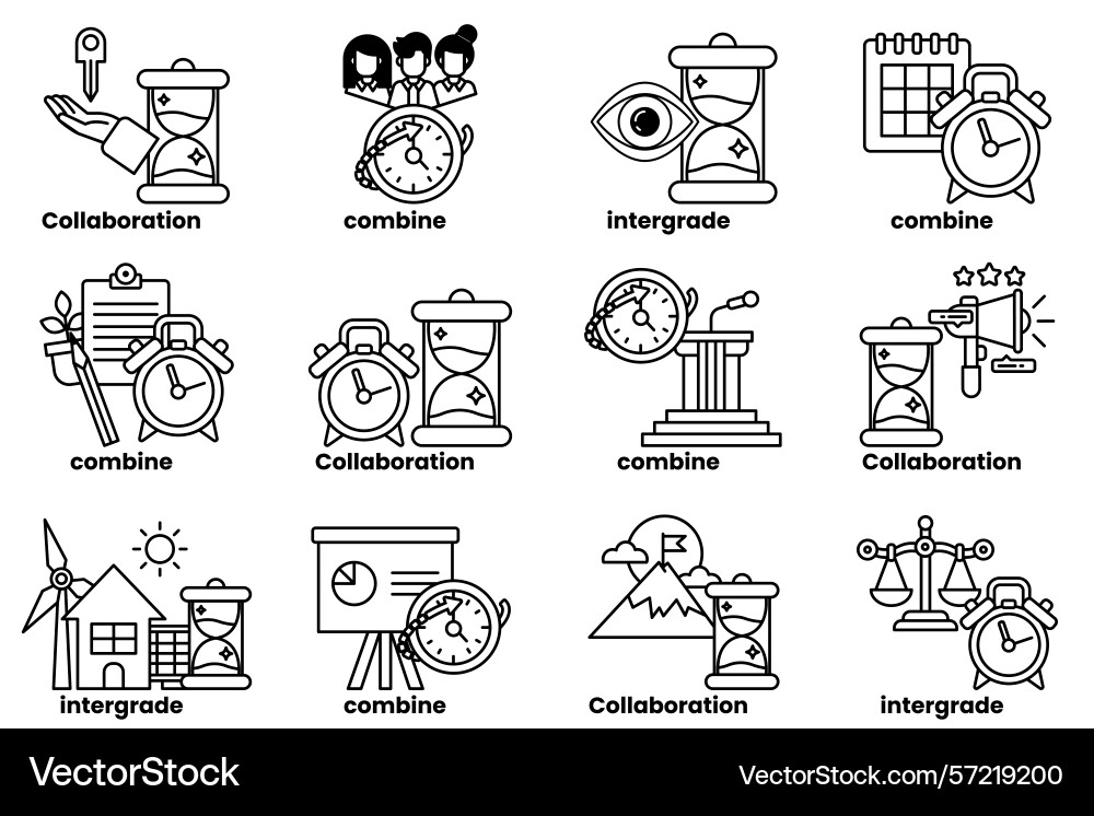 Image is a collection of different time-related Image is a collection of different time-related vector image