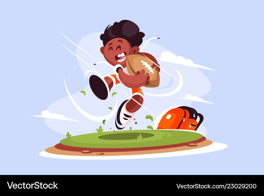 Little boy playing rugby outside vector image