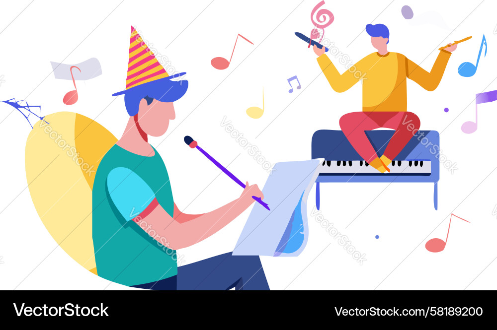 Man Playing Keyboard - Party Vibes Vector Image