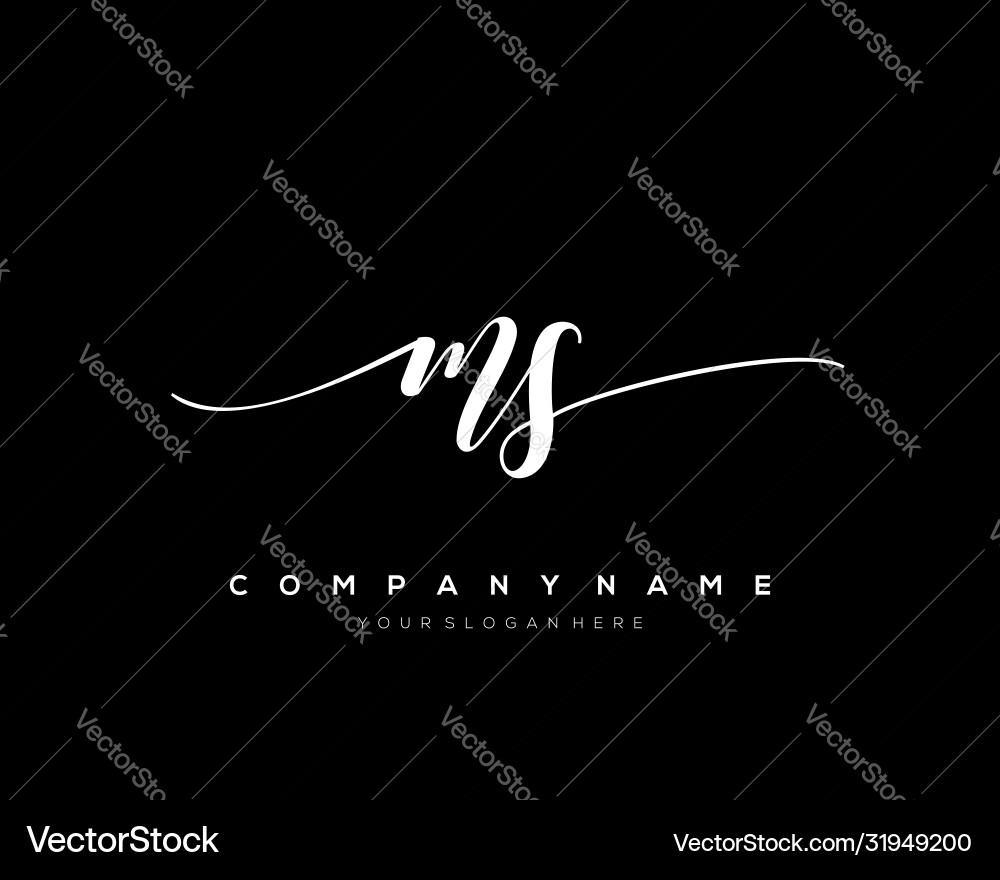MS Initial Letter Logo - Elegant Script vector image
