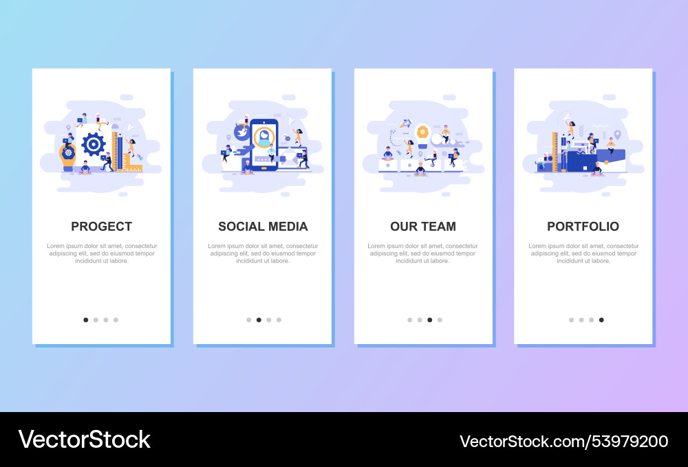 Onboarding screens user interface kit for mobile vector image