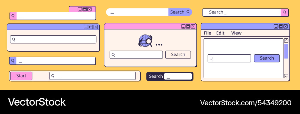 Retro Suche Schnittstelle Vintage Browser Internet Vektorbild