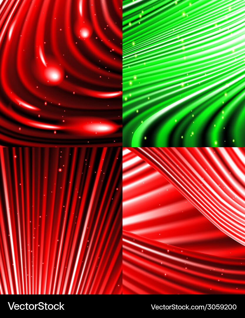 Set of abstract luminous rays background Vector Image