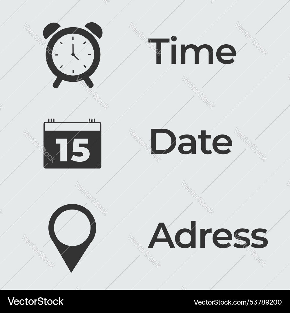 Time date and address concept isolated Time date and address concept isolated vector image