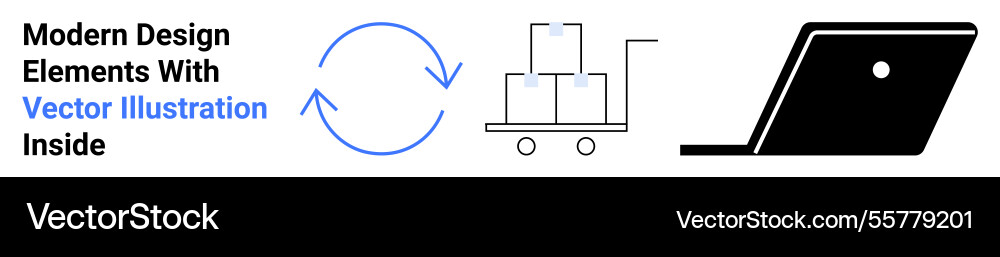 Circular arrows stack of boxes on cart Circular arrows stack of boxes on cart vector image