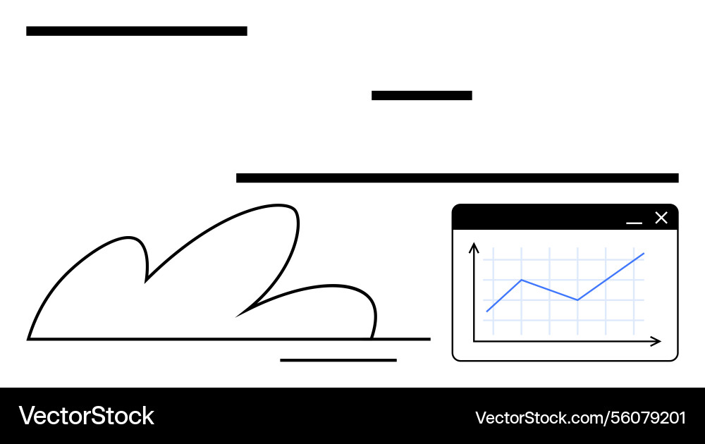 Cloud-based data analytics with upward trend graph Vector Image