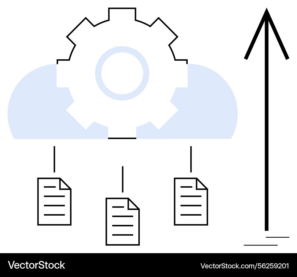 Cloud storage system with gear automation Vector Image