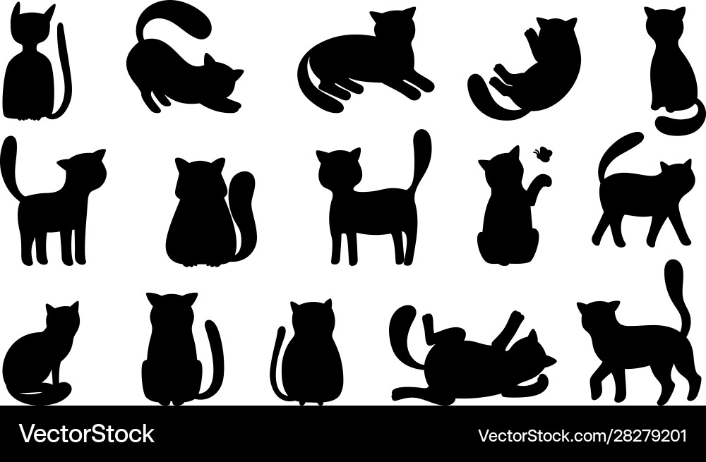 Funny cat silhouettes Funny cat silhouettes vector image