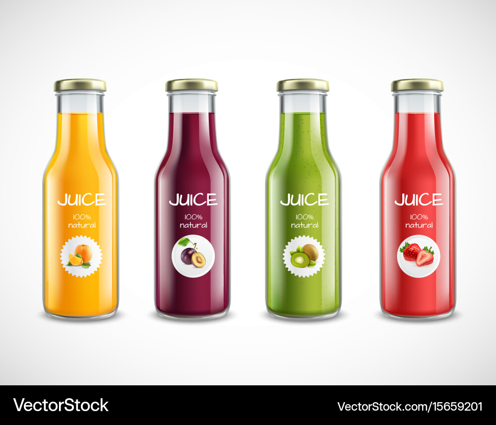 Juice glass bottles set Royalty Free Vector Image