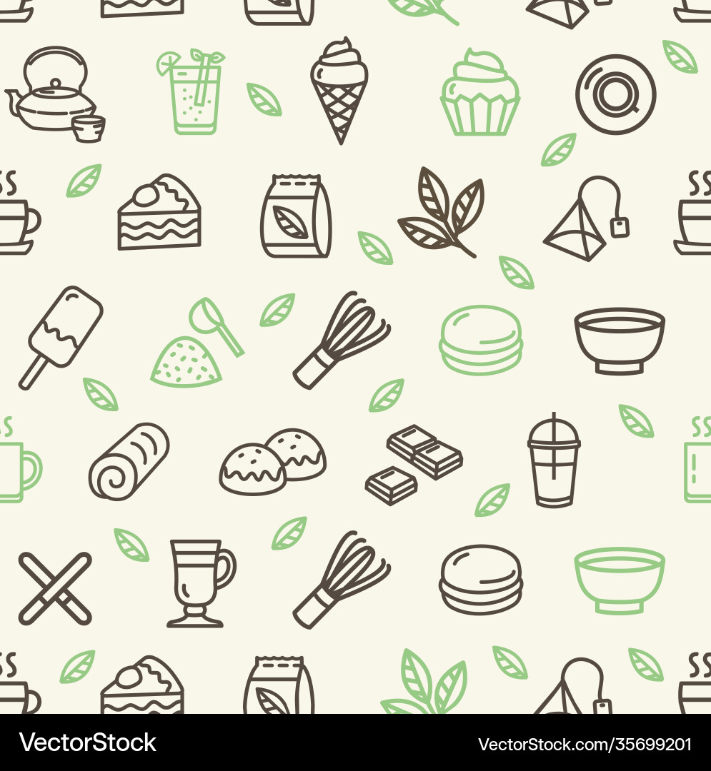 Matcha tea sign seamless pattern background Matcha tea sign seamless pattern background vector image