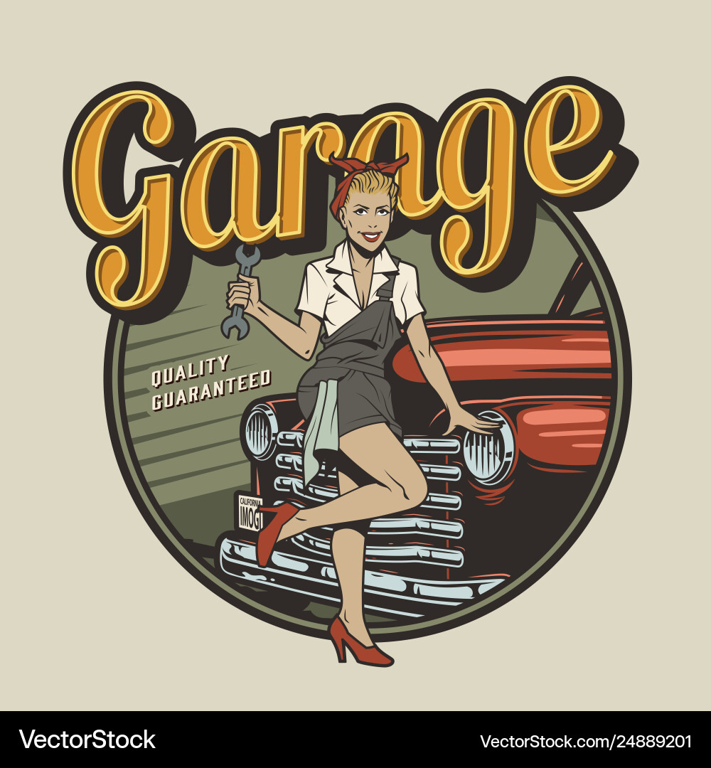 Retro Car Repair Label vector image