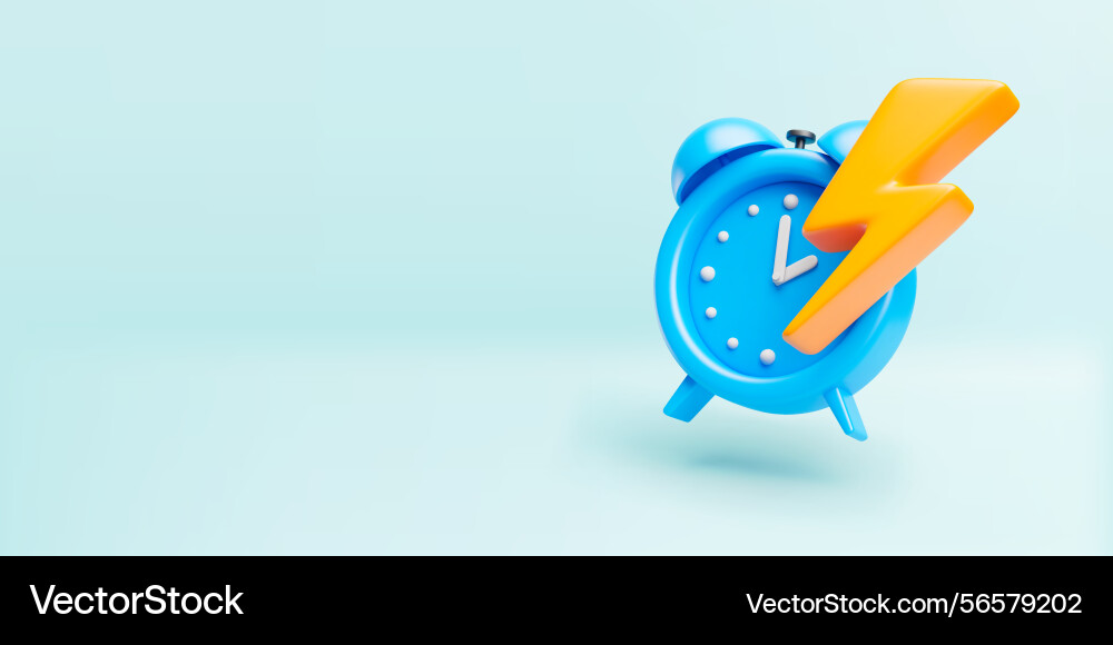 3d alarm clock with flash lightning 3d alarm clock with flash lightning vector image
