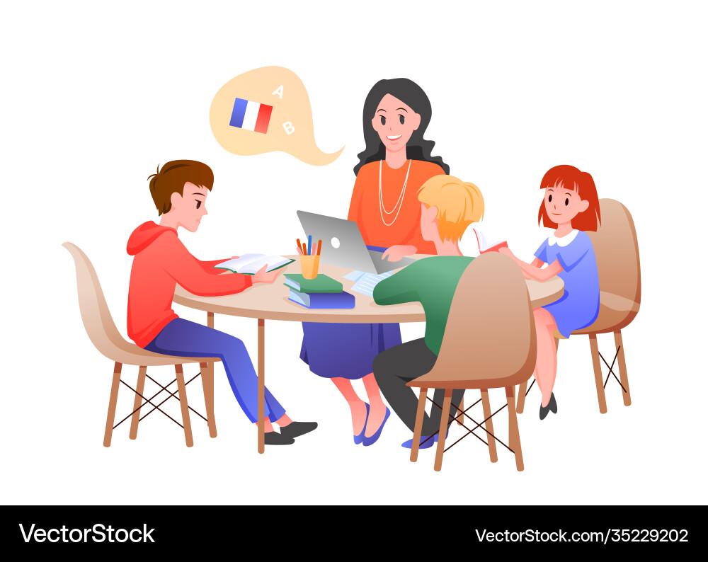 Children Learning French in Class – Royalty-Free Vector | VectorStock