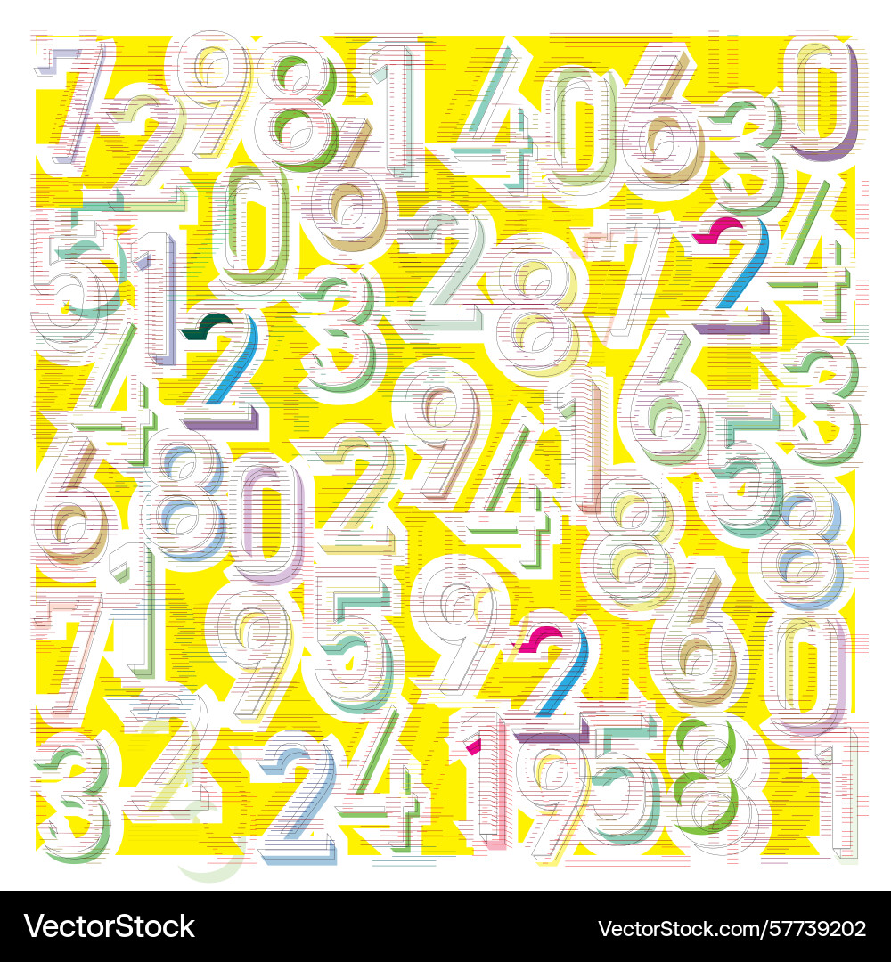 Colorful text and number print pattern Vector Image
