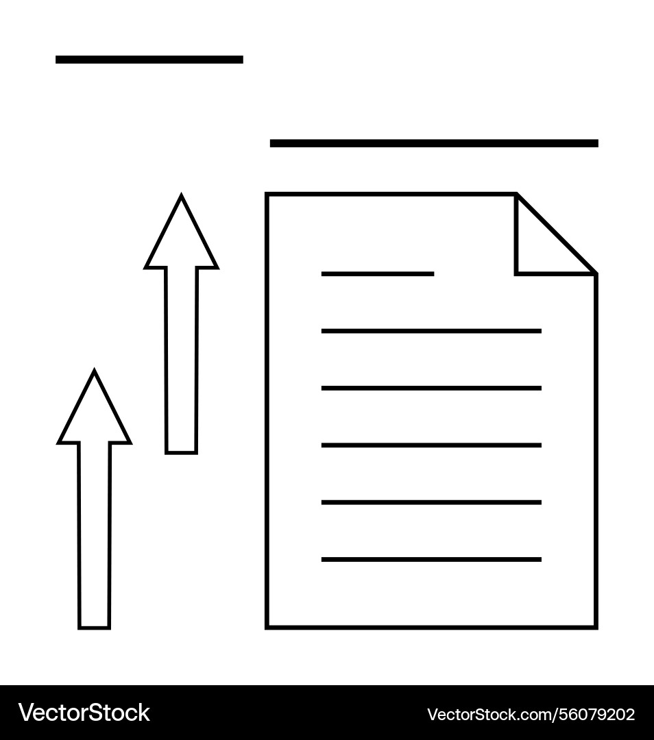 Document with upward arrows representing progress Document with upward arrows representing progress vector image