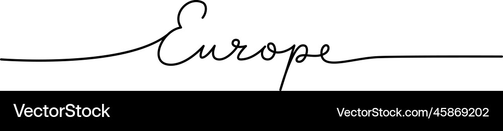 Europe - word with continuous one line minimalist Vector Image