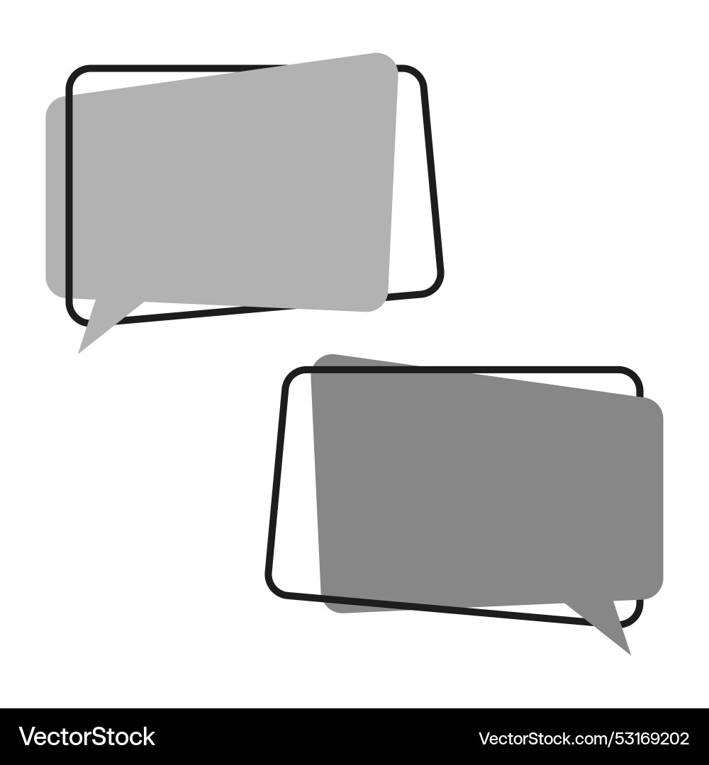 Grey speech bubbles overlapping rectangle shapes Grey speech bubbles overlapping rectangle shapes Vector Image