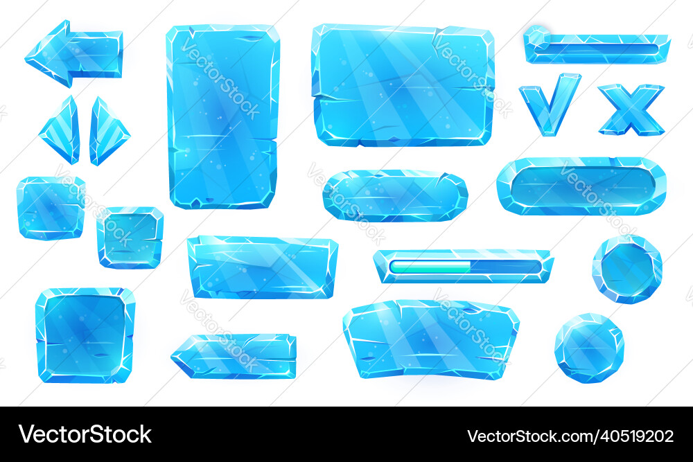 Ice Buttons & UI Elements vector image