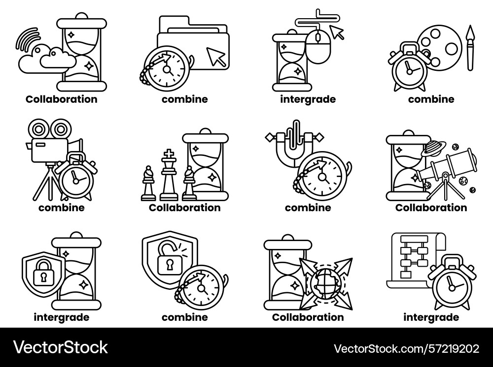 Image is a collection of different clock faces Image is a collection of different clock faces vector image