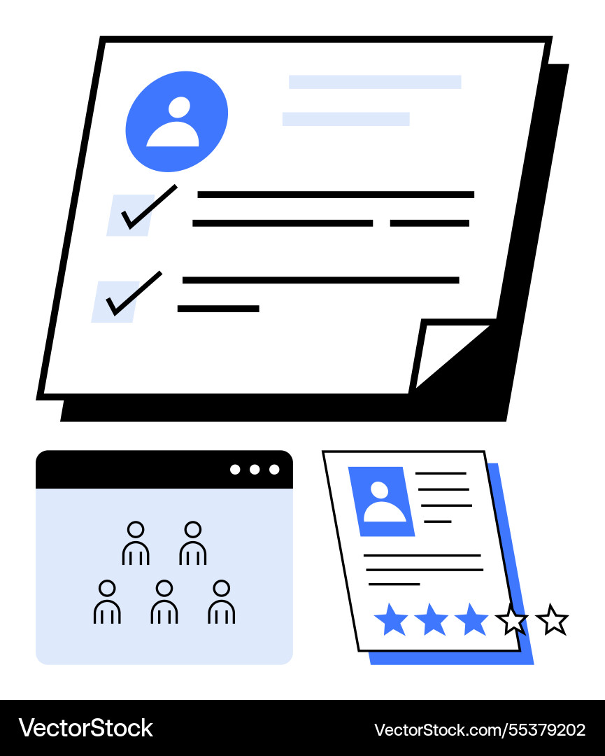 Job profile evaluation and candidate review Job profile evaluation and candidate review vector image