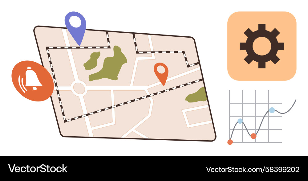 Location Tracking Map with Alerts Vector Image