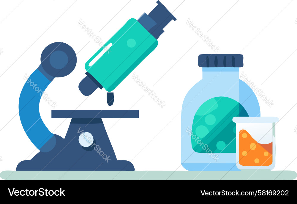 Microscope with Labware Vector Image