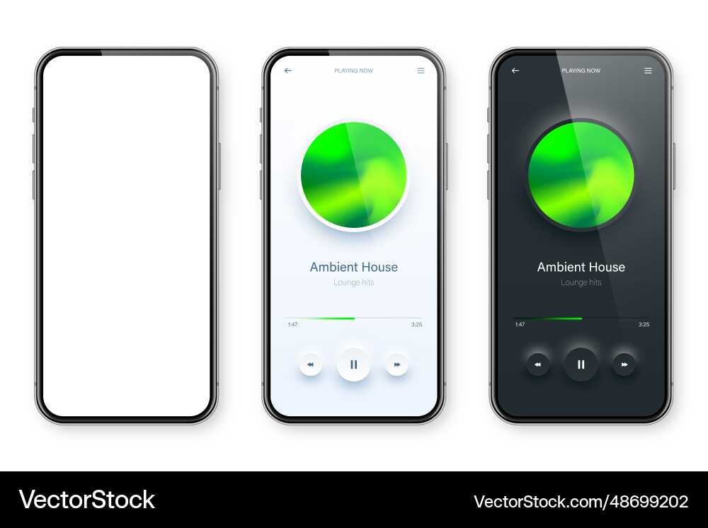 Online audio player user interface smartphone app Online audio player user interface smartphone app Vector Image