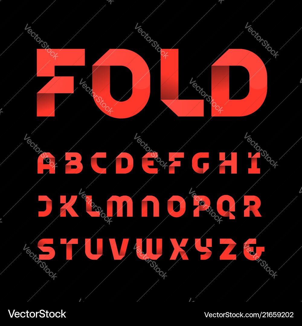 Paper font alphabet with fold effect letters vector image