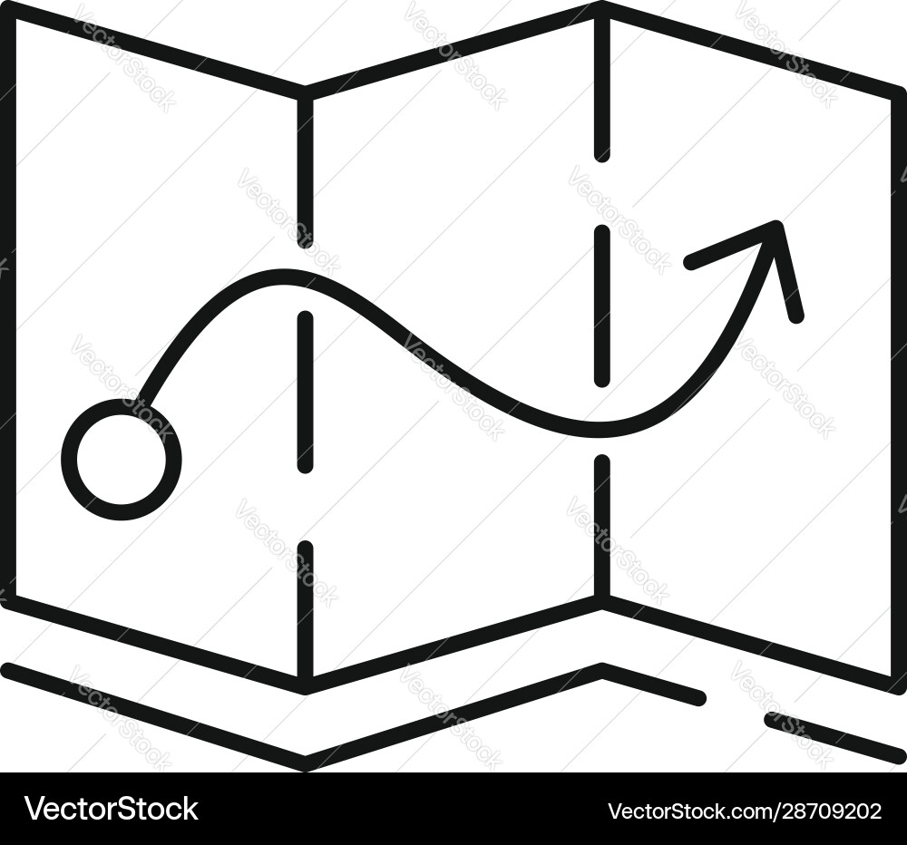Quest route map icon outline style Vector Image