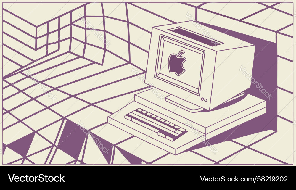Retro Computer Setup Vector Image
