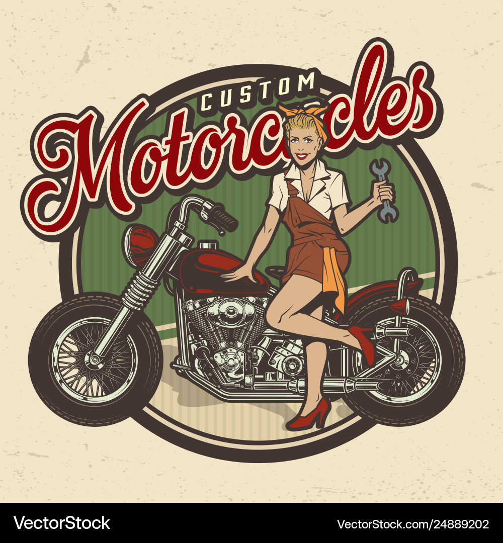 Vintage colorful motorcycle repair service logo Vintage colorful motorcycle repair service logo vector image