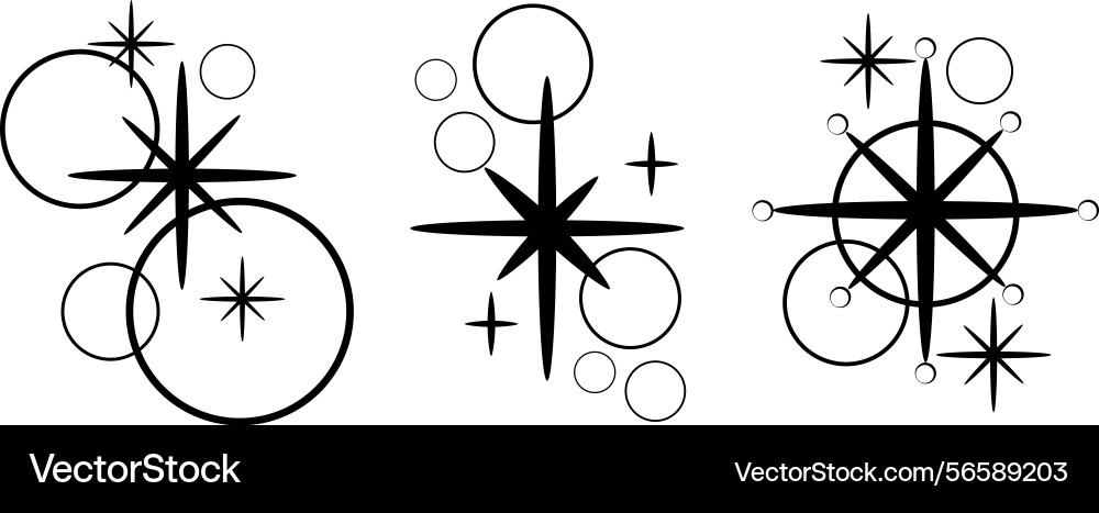 A set of minimalistic compositions with stars A set of minimalistic compositions with stars vector image