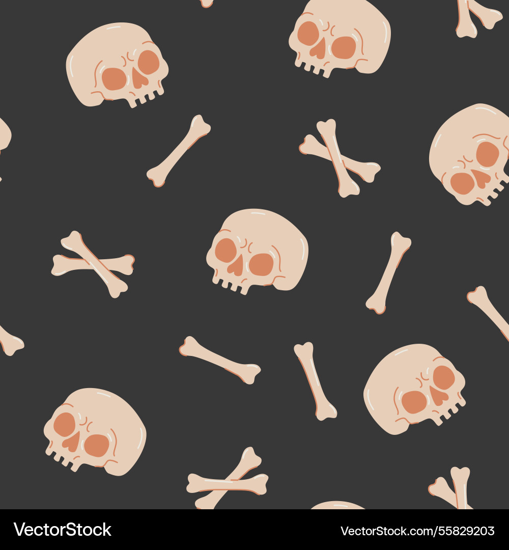 Cartoon skulls bones crossbones seamless pattern Vector Image
