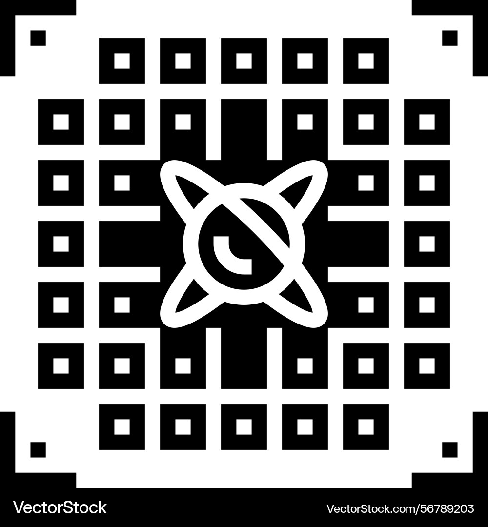 Chip entangled qubits quantum computer glyph icon Chip entangled qubits quantum computer glyph icon vector image