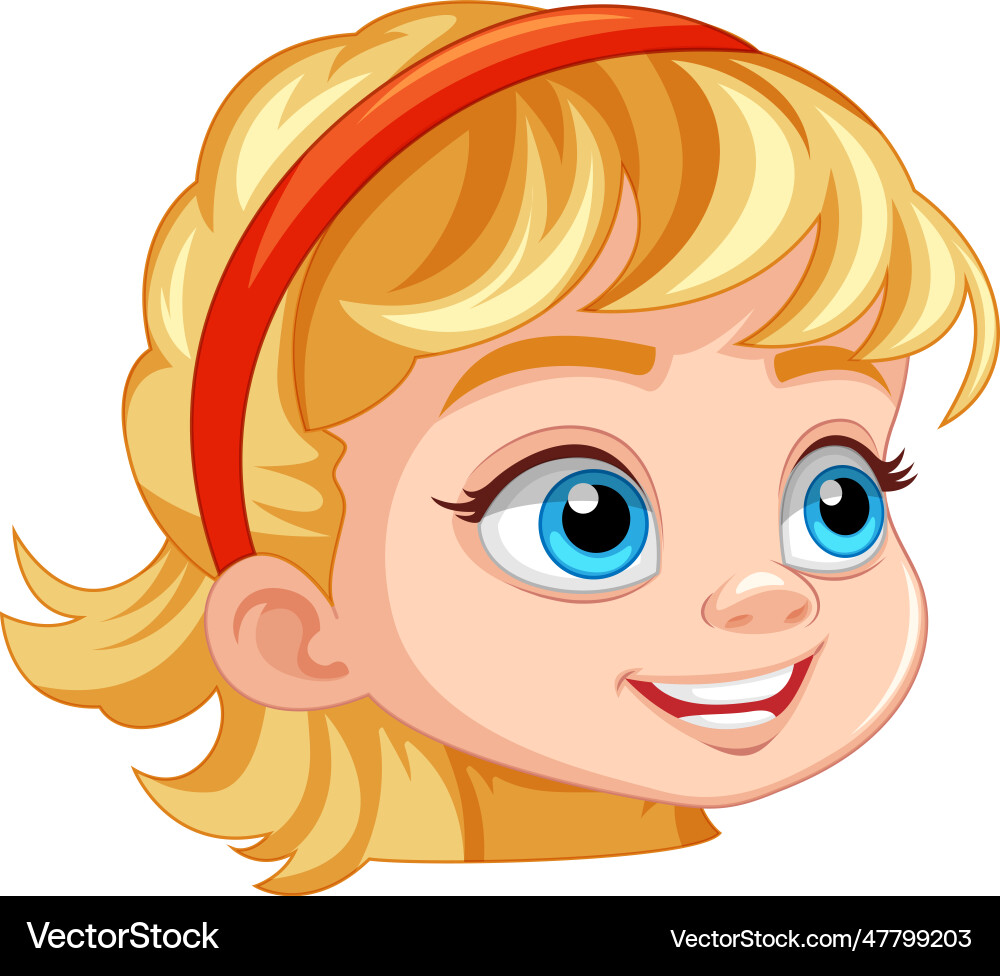 Cute blonde girl head with blue eyes vector image