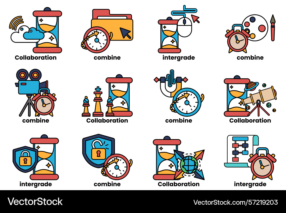 Image is a collection of different time-related Image is a collection of different time-related vector image