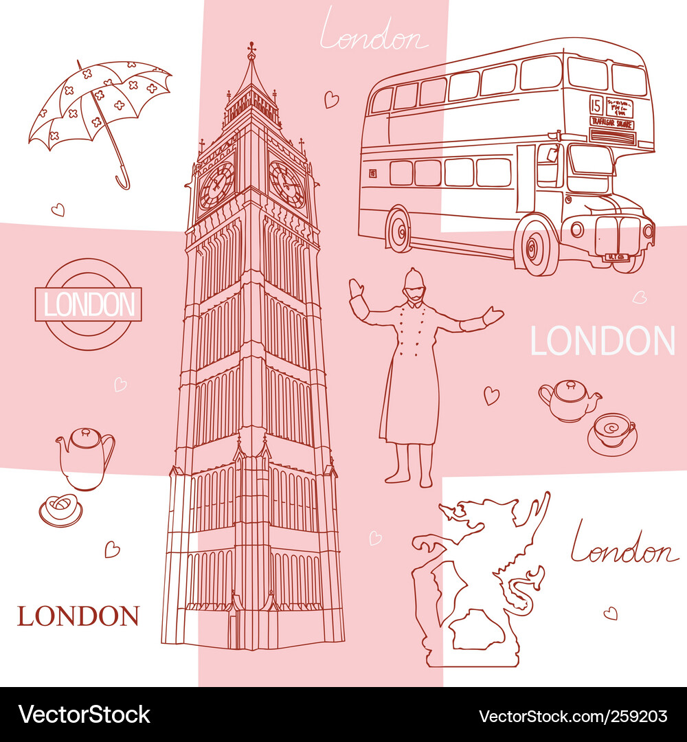 London Landmarks & Symbols Vector Image