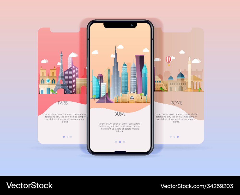 Onboarding screens user interface kit for mobile Onboarding screens user interface kit for mobile vector image