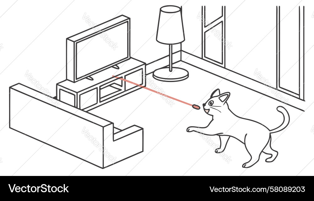 Playful Cat with Laser Pointer Vector Image