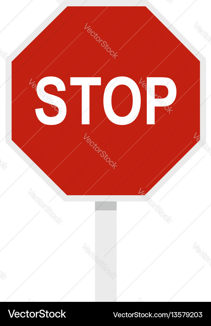 Red stop road sign icon flat style Red stop road sign icon flat style vector image