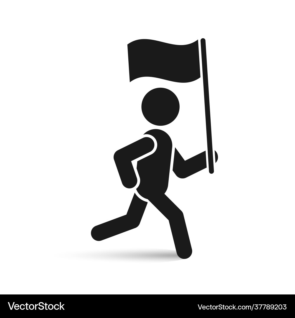 Running man with flag Running man with flag vector image