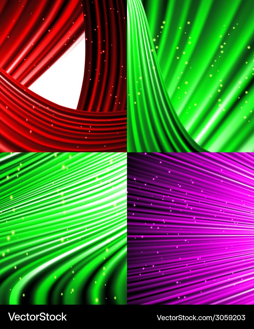 Set of abstract luminous rays background Vector Image
