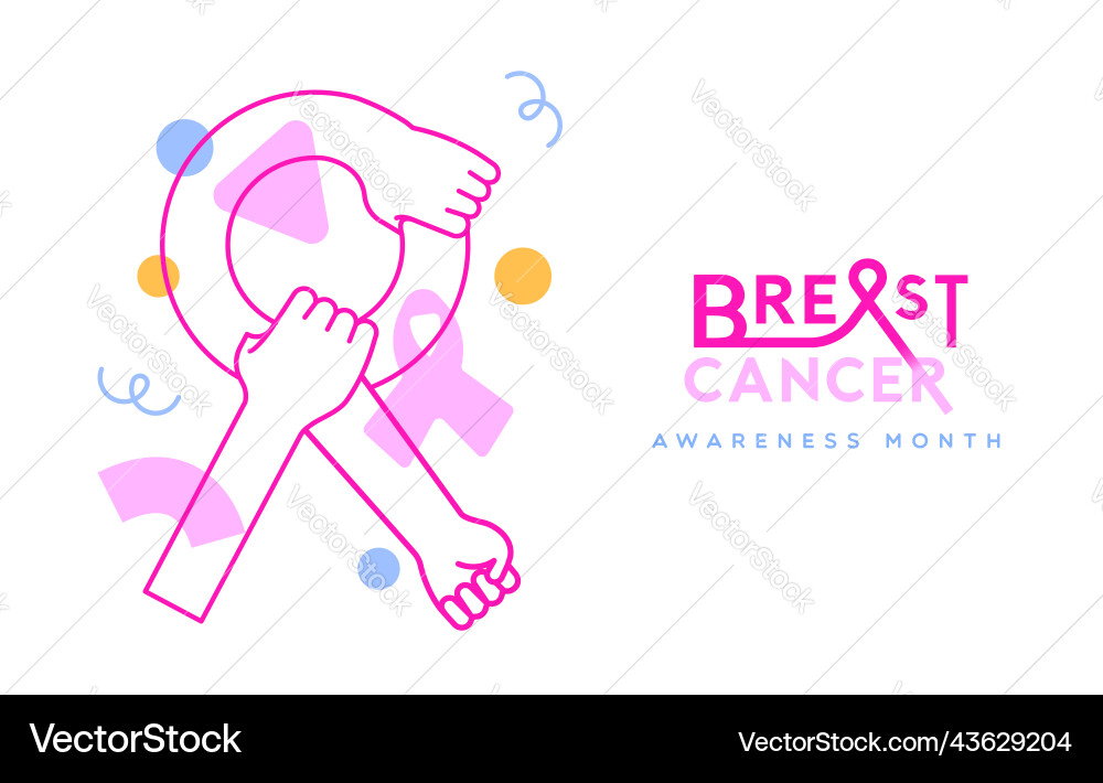 Brustkrebs Bewusstsein Monat Umriss Arm rosa Brustkrebs Bewusstsein Monat Umriss Arm rosa vektorbild