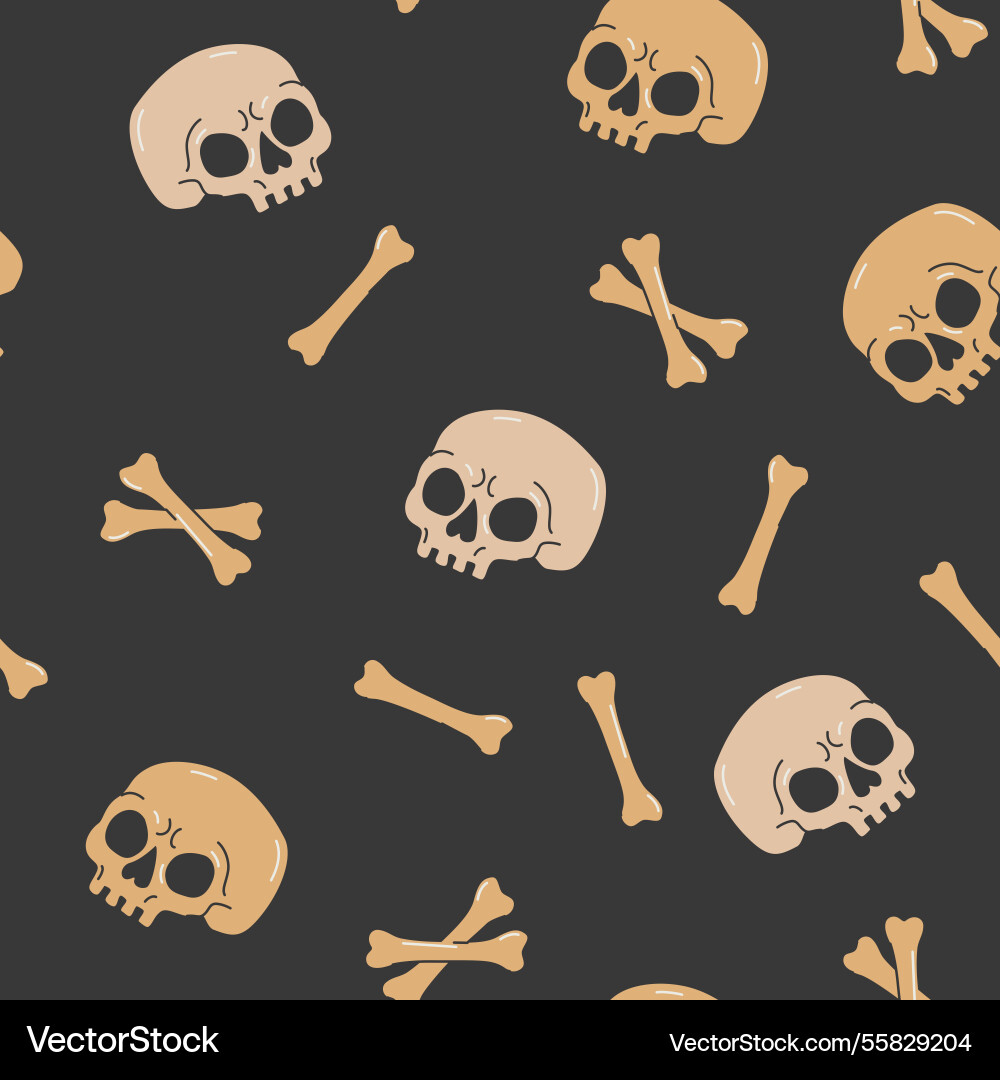 Cartoon skulls bones crossbones seamless pattern Cartoon skulls bones crossbones seamless pattern Vector Image