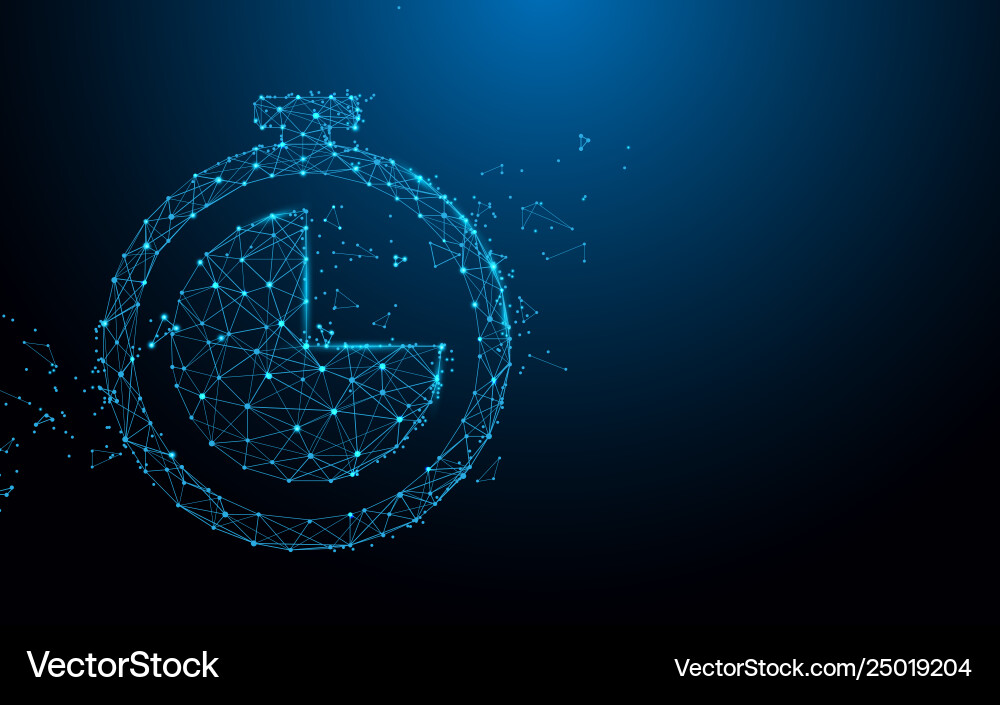 Clock icon from lines triangles and particle vector image