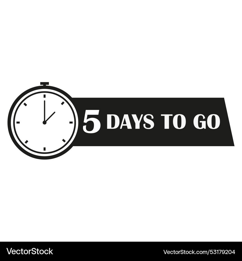 Countdown timer icon 5 days to go five Countdown timer icon 5 days to go five vector image