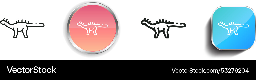 Dinosaur icon thin linear regular and button vector image