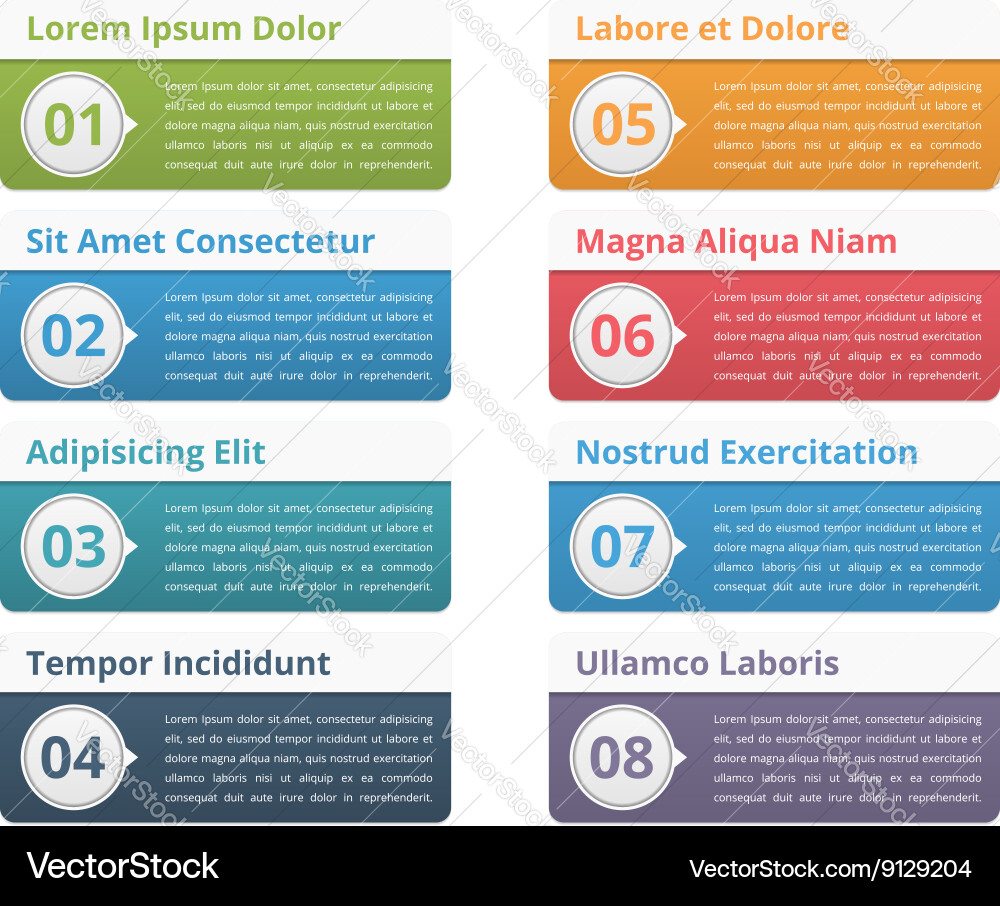 Eight Infographic Blocks with Text Fields vector image